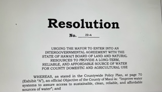 Council Urges Mayor to Pursue Leases for East Maui Water